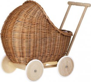 WickerPL LILI WÓZEK WIKLINOWY DLA LALEK Z OBSZYCIEM Pudrowy Róż 48X28 H26/47 CM 6