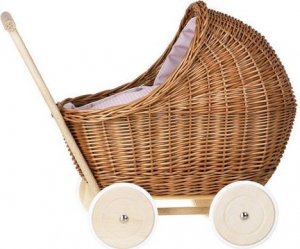 WickerPL LILI WÓZEK WIKLINOWY DLA LALEK Z OBSZYCIEM Pudrowy Róż 48X28 H26/47 CM 8