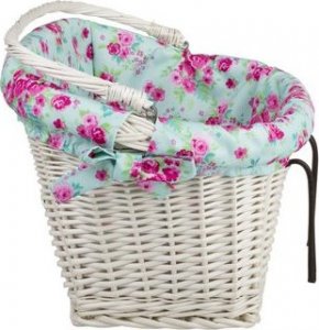 WickerPL Wiklinowy Kosz Rowerowy Wybielany z Obszyciem 46x34 H23/28 cm 2