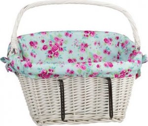 WickerPL Wiklinowy Kosz Rowerowy Wybielany z Obszyciem 46x34 H23/28 cm 3