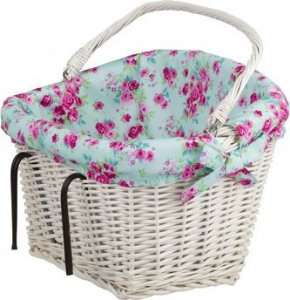 WickerPL Wiklinowy Kosz Rowerowy Wybielany z Obszyciem 46x34 H23/28 cm 4
