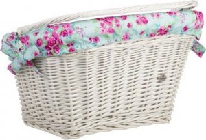 WickerPL Wiklinowy Kosz Rowerowy Wybielany z Obszyciem 46x34 H23/28 cm 5
