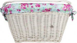 WickerPL Wiklinowy Kosz Rowerowy Wybielany z Obszyciem 46x34 H23/28 cm 6