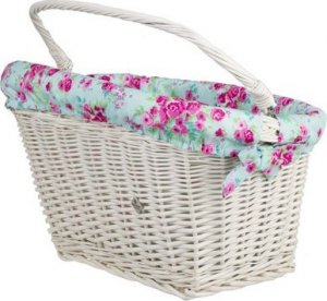 WickerPL Wiklinowy Kosz Rowerowy Wybielany z Obszyciem 46x34 H23/28 cm 7
