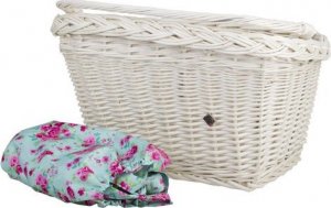 WickerPL Wiklinowy Kosz Rowerowy Wybielany z Obszyciem 46x34 H23/28 cm 8