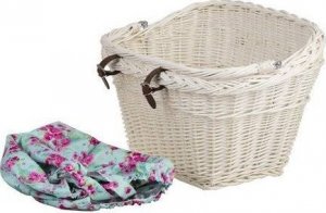 WickerPL Wiklinowy Wybielany Kosz na Rower Kosz Rowerowy z Obszyciem i Paskami Skórzanymi 46x34 H23/28 cm 7