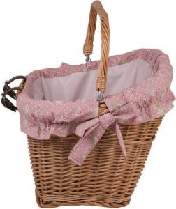WickerPL Wiklinowy Kosz na Rower Kosz Rowerowy z Paskami Skórzanymi i Obszyciem 46x34 H23/28 cm 2
