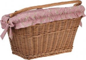 WickerPL Wiklinowy Kosz na Rower Kosz Rowerowy z Paskami Skórzanymi i Obszyciem 46x34 H23/28 cm 3