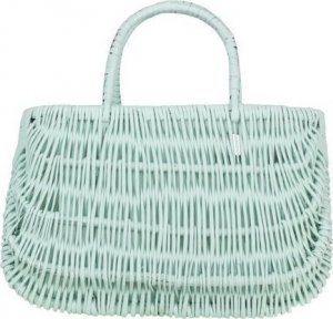 WickerPL akcesoria rowerowe MALOWANY WIKLINOWY KOSZ NA ROWER DZIECIĘCY W KOLORZE MIĘTOWYM + PASKI SKÓRZANE 22x10 H13/16 CM 3
