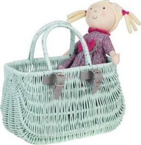 WickerPL akcesoria rowerowe MALOWANY WIKLINOWY KOSZ NA ROWER DZIECIĘCY W KOLORZE MIĘTOWYM + PASKI SKÓRZANE 22x10 H13/16 CM 4