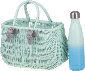 WickerPL akcesoria rowerowe MALOWANY WIKLINOWY KOSZ NA ROWER DZIECIĘCY W KOLORZE MIĘTOWYM + PASKI SKÓRZANE 22x10 H13/16 CM 6