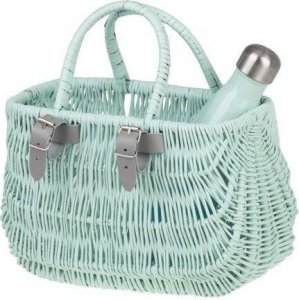 WickerPL akcesoria rowerowe MALOWANY WIKLINOWY KOSZ NA ROWER DZIECIĘCY W KOLORZE MIĘTOWYM + PASKI SKÓRZANE 22x10 H13/16 CM 7
