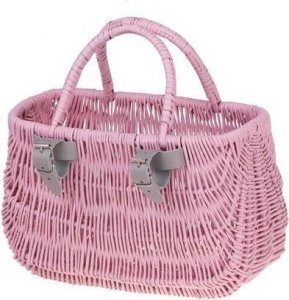 WickerPL Akcesoria rowerowe MALOWANY WIKLINOWY KOSZ NA ROWER DZIECIĘCY W KOLORZE RÓŻOWYM + PASKI SKÓRZANE 22x10 H13/16 CM 4