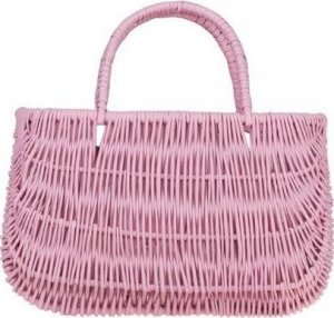 WickerPL Akcesoria rowerowe Malowany Wiklinowy Kosz na rower dziecięcy w kolorze różowym + paski skórzane 30x16 H20/29 cm 3