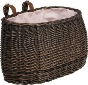 WickerPL AKCESORIA ROWEROWE KOSZ NA ROWER Z PASKAMI SKÓRZANYMI I OBSZYCIEM 35X17 H19 CM 2