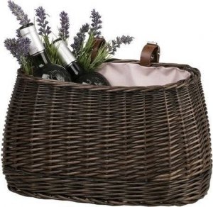WickerPL AKCESORIA ROWEROWE KOSZ NA ROWER Z PASKAMI SKÓRZANYMI I OBSZYCIEM 35X17 H19 CM 9