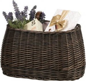 WickerPL AKCESORIA ROWEROWE KOSZ NA ROWER Z PASKAMI SKÓRZANYMI I OBSZYCIEM 35X17 H19 CM 10