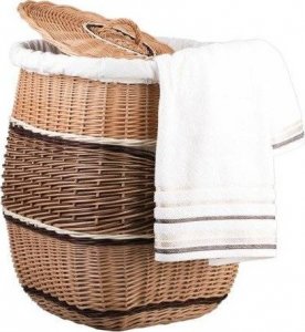 Kosz na pranie WickerPL WIKLINOWY KOSZ NA BIELIZNĘ KOSZ DO ŁAZIENKI Z POKRYWĄ I OBSZYCIEM 50X50 H63 CM 2