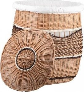 Kosz na pranie WickerPL WIKLINOWY KOSZ NA BIELIZNĘ KOSZ DO ŁAZIENKI Z POKRYWĄ I OBSZYCIEM 50X50 H63 CM 3