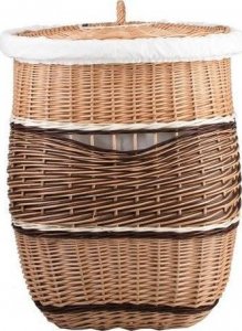 Kosz na pranie WickerPL WIKLINOWY KOSZ NA BIELIZNĘ KOSZ DO ŁAZIENKI Z POKRYWĄ I OBSZYCIEM 50X50 H63 CM 6