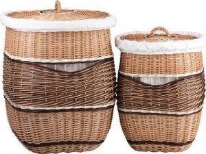 Kosz na pranie WickerPL WIKLINOWY KOSZ NA BIELIZNĘ KOSZ DO ŁAZIENKI Z POKRYWĄ I OBSZYCIEM 50X50 H63 CM 8