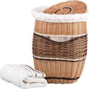 Kosz na pranie WickerPL WIKLINOWY KOSZ NA BIELIZNĘ KOSZ DO ŁAZIENKI Z POKRYWĄ I OBSZYCIEM 50X50 H63 CM 9