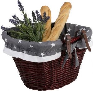 WickerPL WIKLINOWY KOSZ NA ROWER OBSZYTY KOSZ ROWEROWY MONTOWANY NA KIEROWNICY z dwoma skóranymi paskami 42X37 H24 CM 8