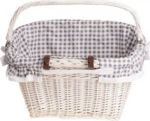 WickerPL WIKLINOWY wybielany  KOSZ NA ROWER  KOSZ ROWEROWY Z PASKAMI SKÓRZANYMI I OBSZYCIEM 46X34 H23/28 CM 5