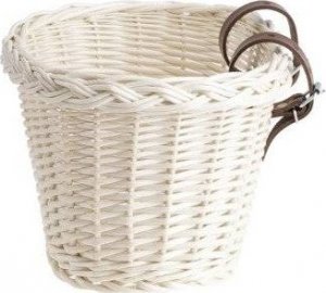 WickerPL AKCESORIA ROWEROWE  KOSZyk rowerowy DZIECIĘCY Wybielany ze skórzanymi paskami  27X22 H17 CM 3