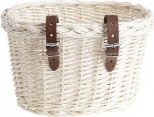 WickerPL AKCESORIA ROWEROWE  KOSZyk rowerowy DZIECIĘCY Wybielany ze skórzanymi paskami  27X22 H17 CM 4