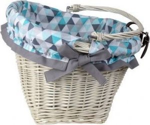 WickerPL WIKLINOWY WYBIELANY KOSZ NA ROWER KOSZ ROWEROWY Z PASKAMI SKÓRZANYMI I OBSZYCIEM 46X34 H23/28 CM 3