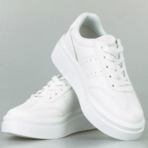 Estetino Tenisówki na platformie jednokolorowe białe-37 6