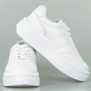 Estetino Tenisówki na platformie jednokolorowe białe-40 4