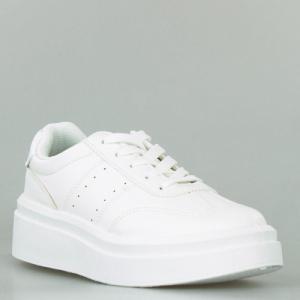 Estetino Tenisówki na platformie jednokolorowe białe-41 2