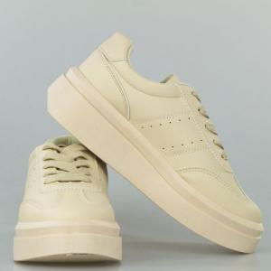 Estetino Tenisówki na platformie jednokolorowe beżowe-36 5