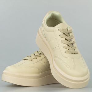 Estetino Tenisówki na platformie jednokolorowe beżowe-36 6