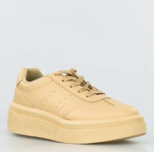 Estetino Tenisówki na platformie jednokolorowe khaki-36 2