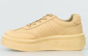 Estetino Tenisówki na platformie jednokolorowe khaki-36 3