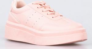 Estetino Tenisówki na platformie jednokolorowe różowe-37 2