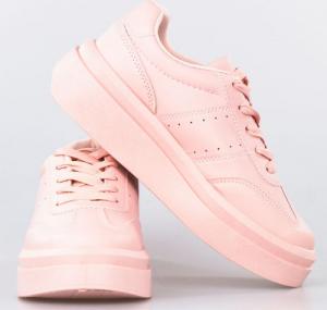 Estetino Tenisówki na platformie jednokolorowe różowe-37 5