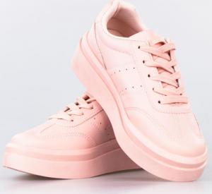 Estetino Tenisówki na platformie jednokolorowe różowe-37 6