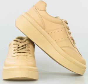 Estetino Tenisówki na platformie jednokolorowe khaki-37 5