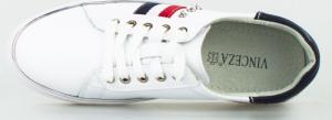 Estetino Tenisówki skórzane z granatową cholewką białe Vinceza-39 5