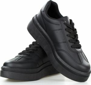 Estetino Tenisówki na platformie jednokolorowe czarne-39 5