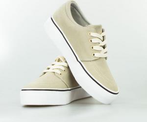 Estetino Tenisówki na platformie zamszowe beżowe-40 5