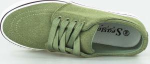 Estetino Tenisówki na platformie zamszowe zielone-40 4