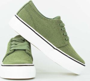 Estetino Tenisówki na platformie zamszowe zielone-40 5