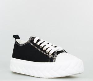 Estetino Tenisówki na ozdobnej platformie tekstylne czarne-39 2