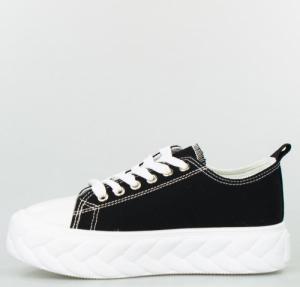 Estetino Tenisówki na ozdobnej platformie tekstylne czarne-39 3