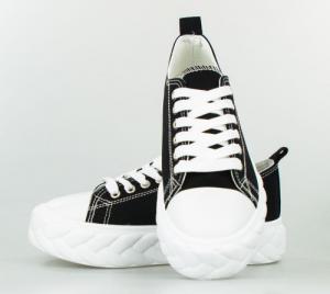 Estetino Tenisówki na ozdobnej platformie tekstylne czarne-40 6